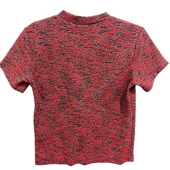 Free People Short Sleeve Tee Tweed Boucle Crop Top casual Size Small - Picture 3 of 7